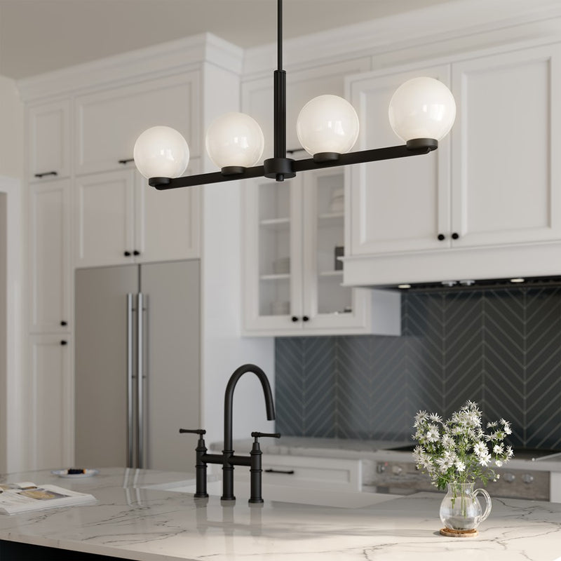 Millennium Lighting Ardeva 4Lt Chandelier, Black/Shiny Opal