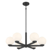 Millennium Lighting Ardeva 6Lt Chandelier, Black/Shiny Opal - 97106-MB
