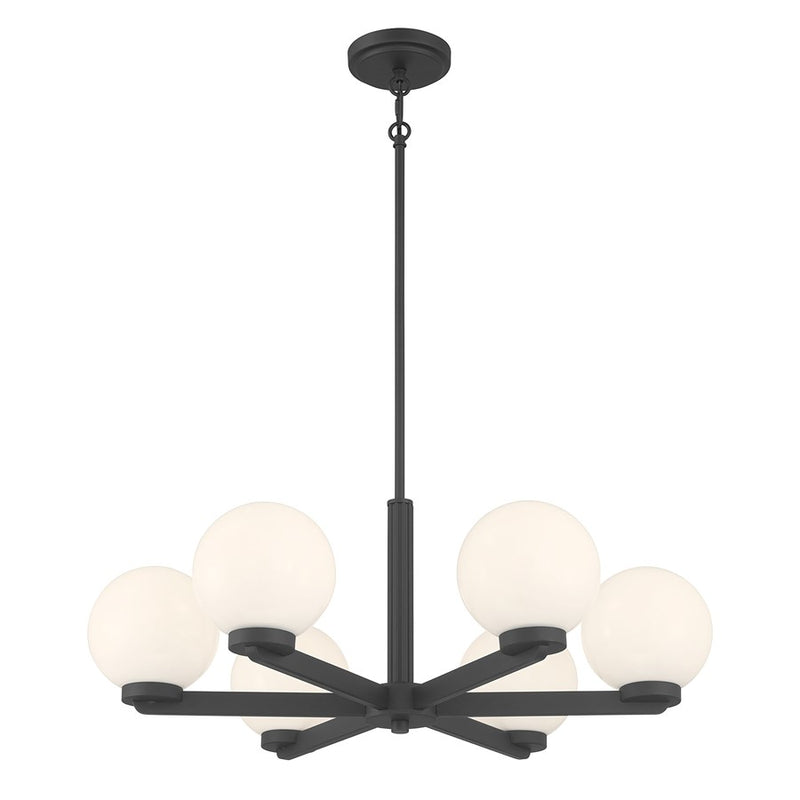 Millennium Lighting Ardeva 6Lt Chandelier, Black/Shiny Opal - 97106-MB