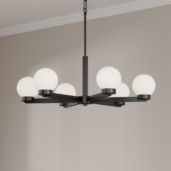 Millennium Lighting Ardeva 6Lt Chandelier, Black/Shiny Opal