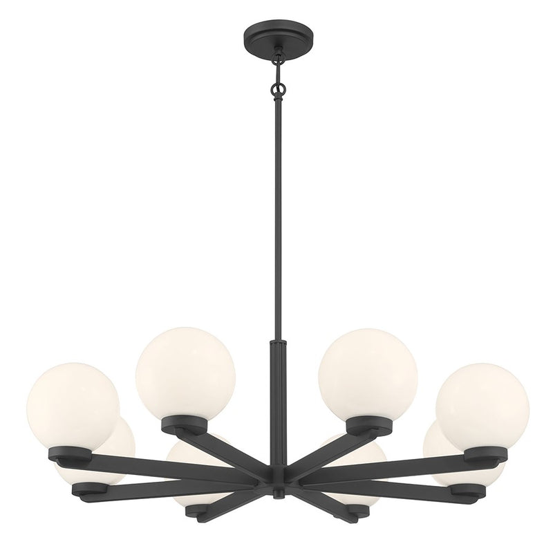 Millennium Lighting Ardeva 8Lt Chandelier, Black/Shiny Opal - 97108-MB