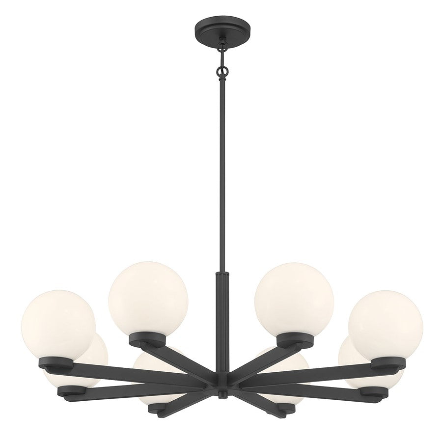 Millennium Lighting Ardeva 8Lt Chandelier, Black/Shiny Opal - 97108-MB