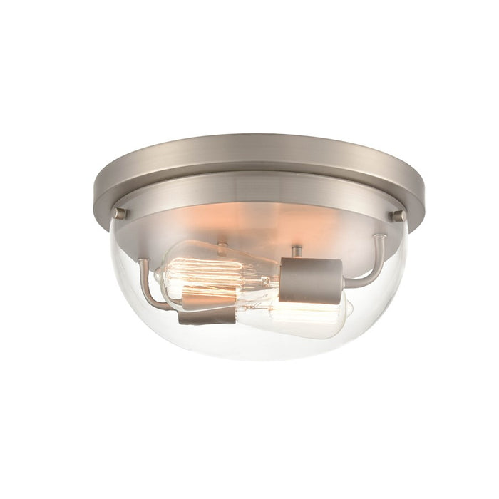 Millennium Ashford 2 Light 6" Flush Mount, Satin Nickel/Clear
