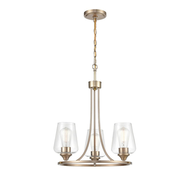 Millennium Ashford 3 Light 19" Chandelier, Modern Gold/Clear