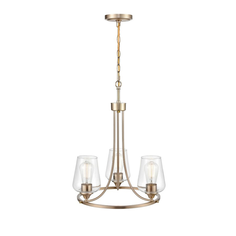 Millennium Ashford 3 Light 19" Chandelier, Modern Gold/Clear