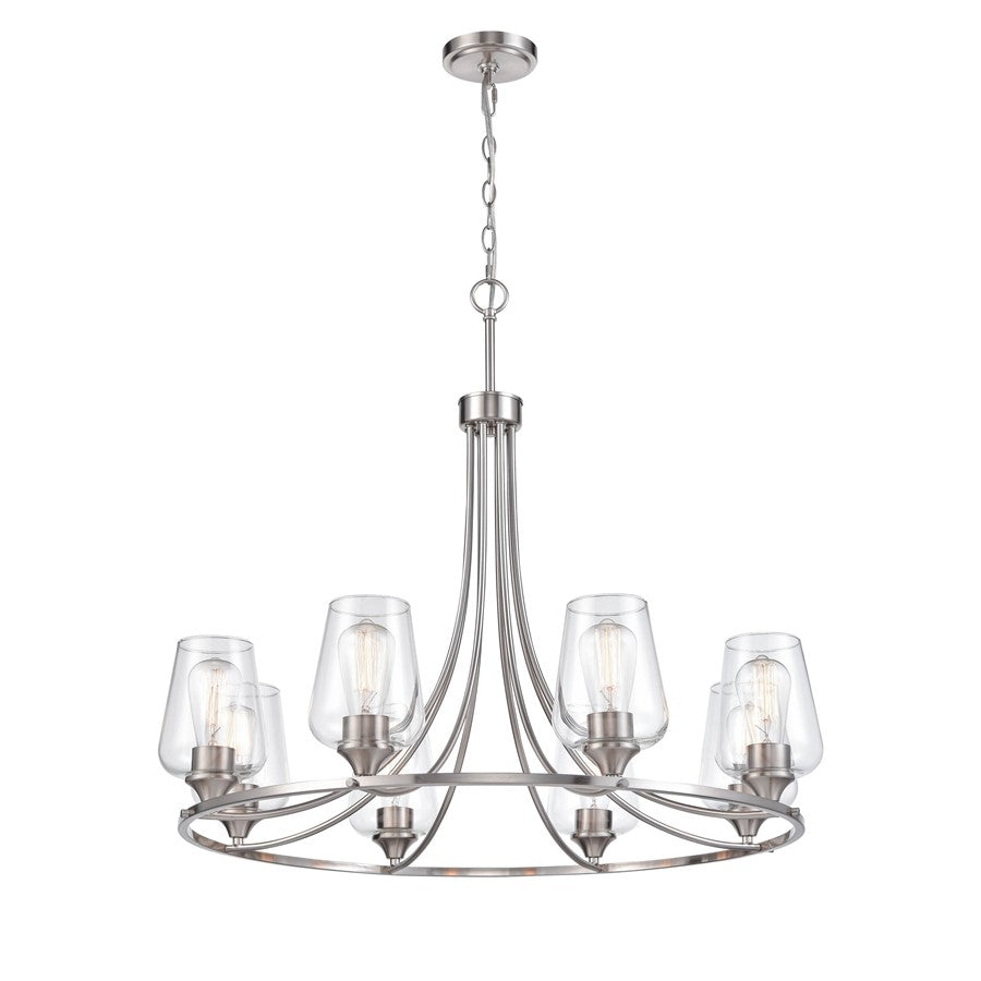 Millennium Lighting Ashford 8Lt Chandelier, Brushed Nickel - 9728-BN