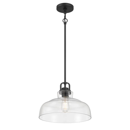 Millennium Lighting Clarien 1 Light Pendant, Matte Black/Clear - 98101-MB