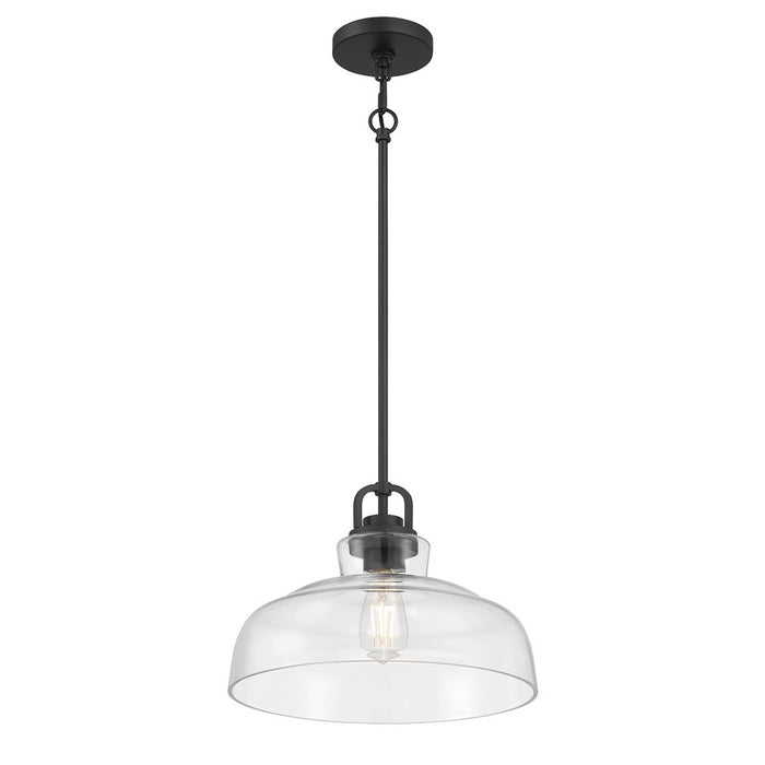 Millennium Lighting Clarien 1 Light Pendant, Matte Black/Clear - 98101-MB