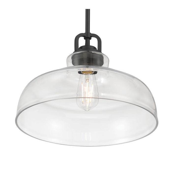 Millennium Lighting Clarien 1 Light Pendant, Matte Black/Clear