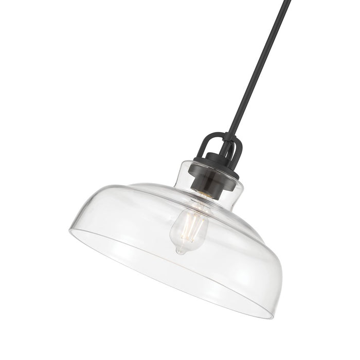 Millennium Lighting Clarien 1 Light Pendant, Matte Black/Clear