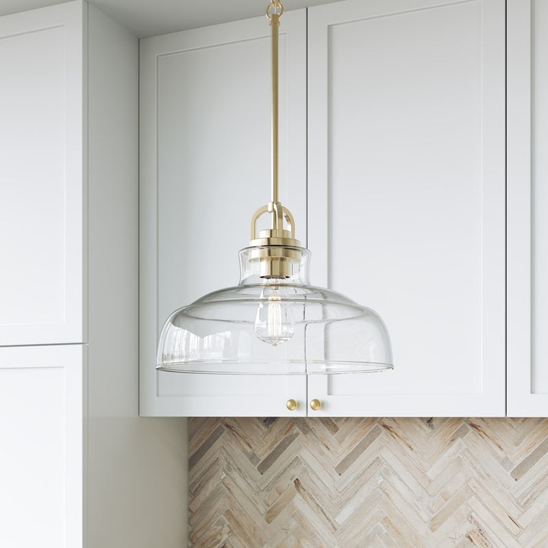 Millennium Lighting Clarien 1 Light Pendant, Modern Gold/Clear