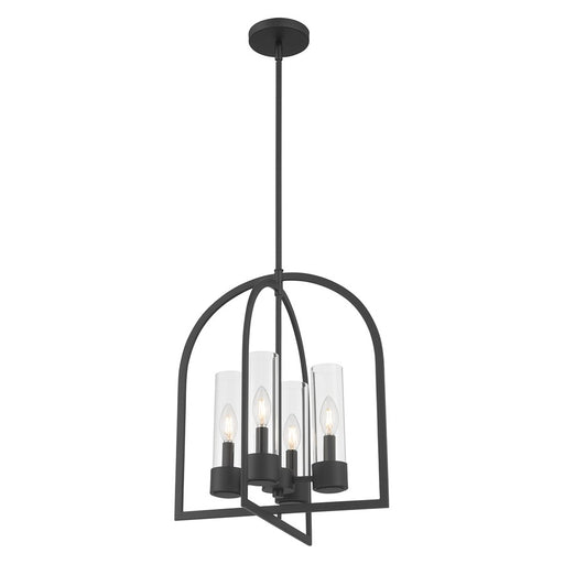 Millennium Lighting Evandrel 4 Light Pendant, Matte Black/Clear - 9904-MB