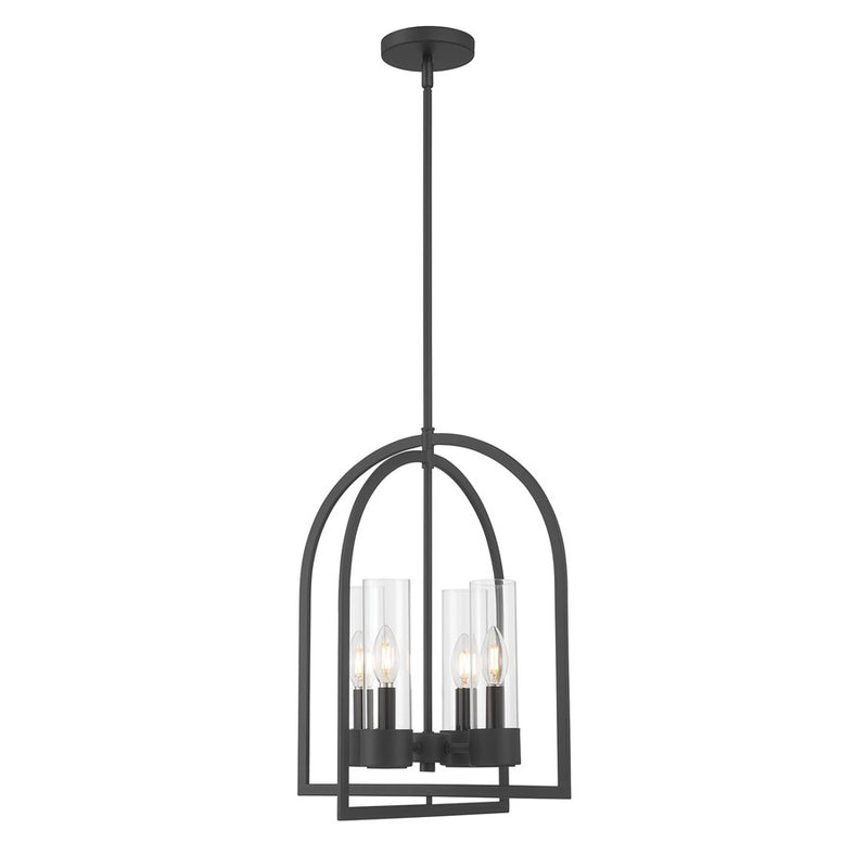 Millennium Lighting Evandrel 4 Light Pendant, Matte Black/Clear
