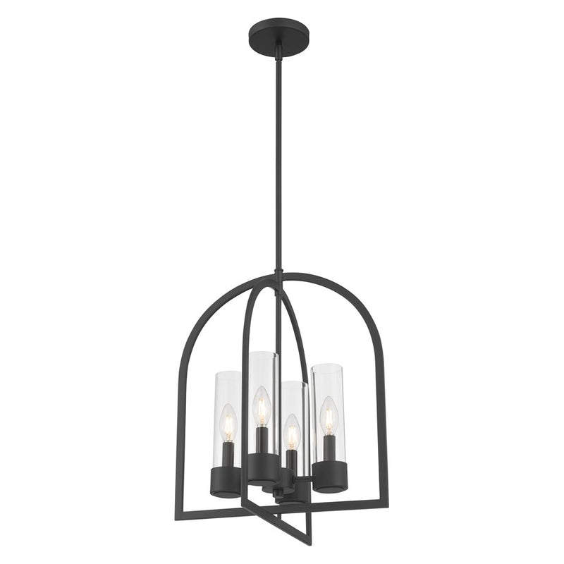 Millennium Lighting Evandrel 4 Light Pendant, Matte Black/Clear