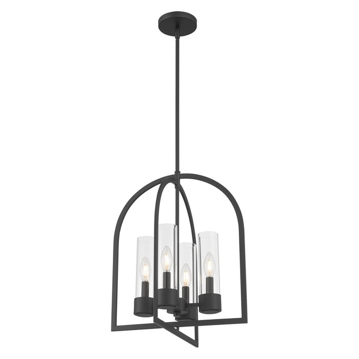 Millennium Lighting Evandrel 4 Light Pendant, Matte Black/Clear