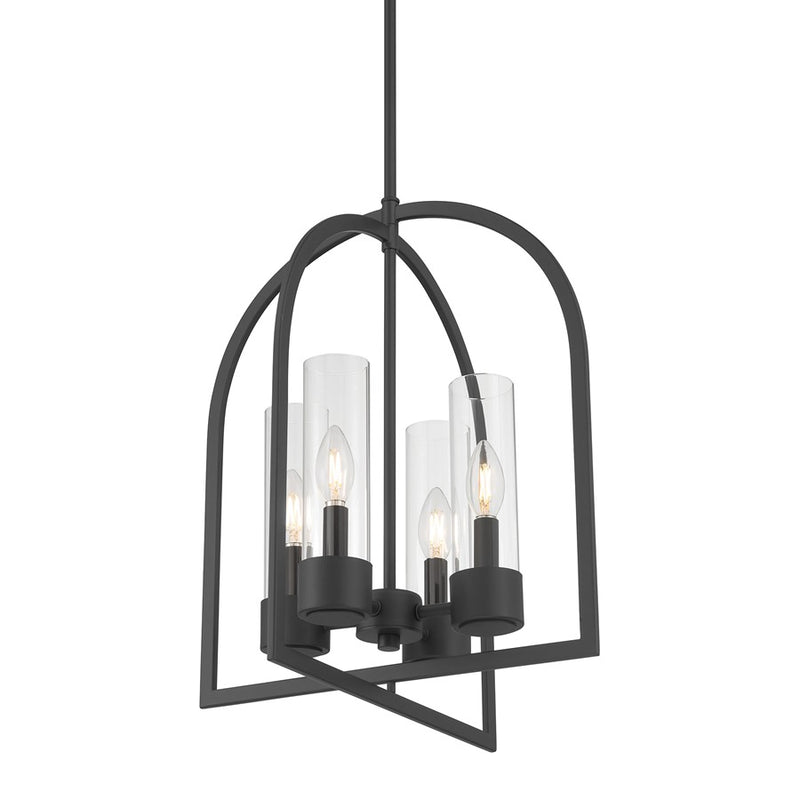 Millennium Lighting Evandrel 4 Light Pendant, Matte Black/Clear