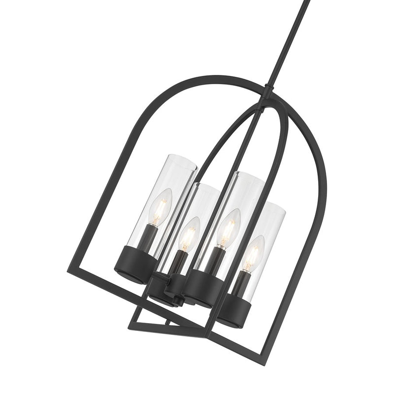 Millennium Lighting Evandrel 4 Light Pendant, Matte Black/Clear