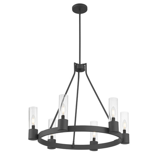 Millennium Lighting Evandrel 6Lt Chandelier, Matte Black/Clear - 9906-MB