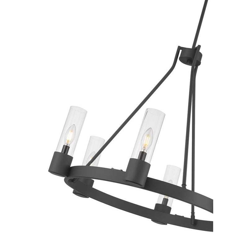 Millennium Lighting Evandrel 6Lt Chandelier, Matte Black/Clear