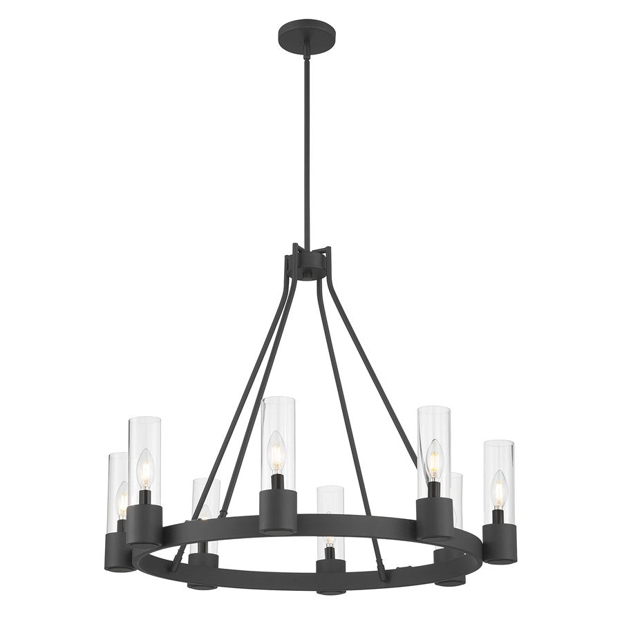 Millennium Lighting Evandrel 8Lt Chandelier, Matte Black/Clear - 9908-MB
