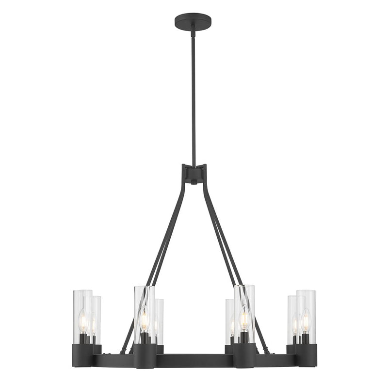 Millennium Lighting Evandrel 8Lt Chandelier, Matte Black/Clear