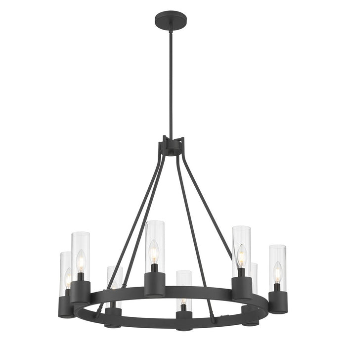 Millennium Lighting Evandrel 8Lt Chandelier, Matte Black/Clear