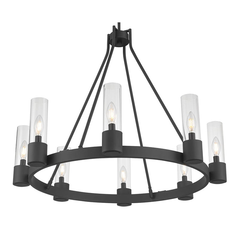 Millennium Lighting Evandrel 8Lt Chandelier, Matte Black/Clear