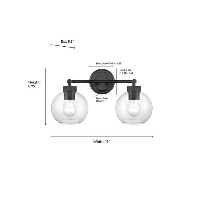 Millennium Lighting Jonatan 2Lt Vanity, Black