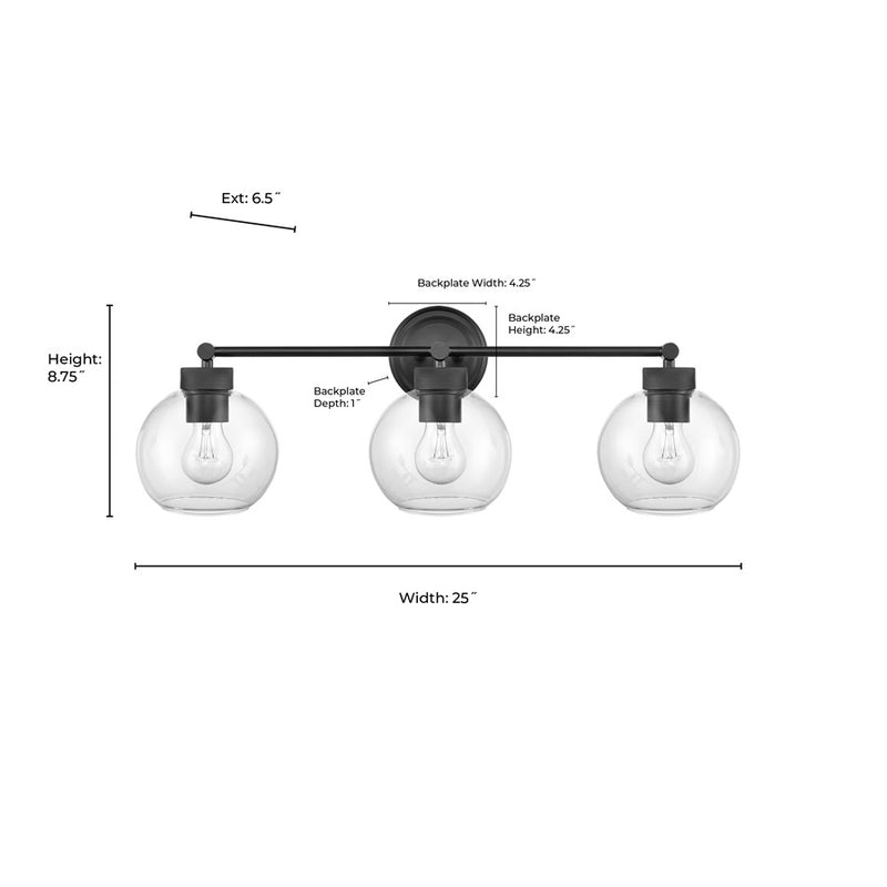 Millennium Lighting Jonatan 3Lt Vanity, Black