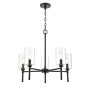 Millennium Lighting Chastine 5Lt 24" Chandelier, Black/Clear Beveled - 9915-MB