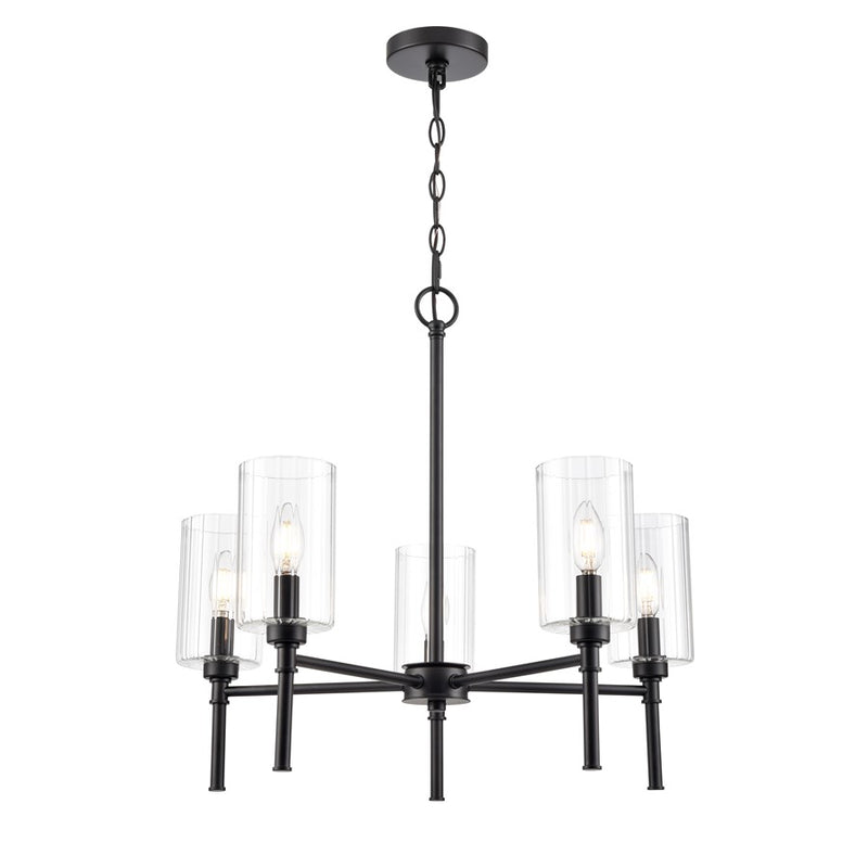 Millennium Lighting Chastine 5Lt 24" Chandelier, Black/Clear Beveled - 9915-MB