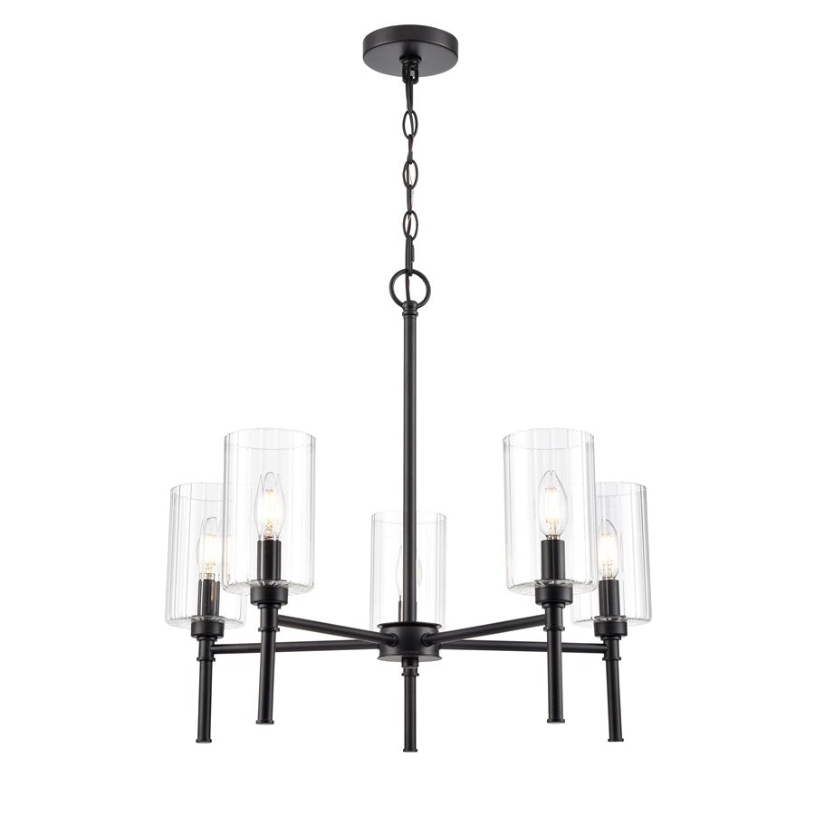 Millennium Lighting Chastine 5Lt 24" Chandelier, Black/Clear Beveled - 9915-MB