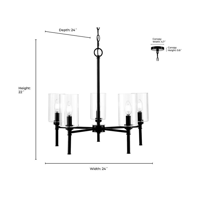 Millennium Lighting Chastine 5Lt 24" Chandelier, Black/Clear Beveled