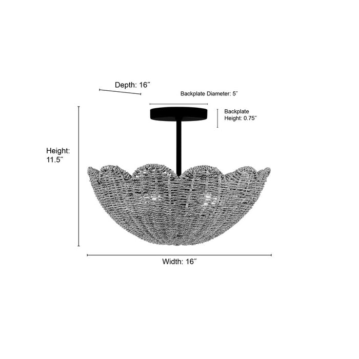 Millennium Lighting Malura 2Lt Semi Flush Mount, Matte Black