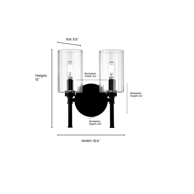 Millennium Lighting Chastine 2Lt Vanity, Polished Nickel