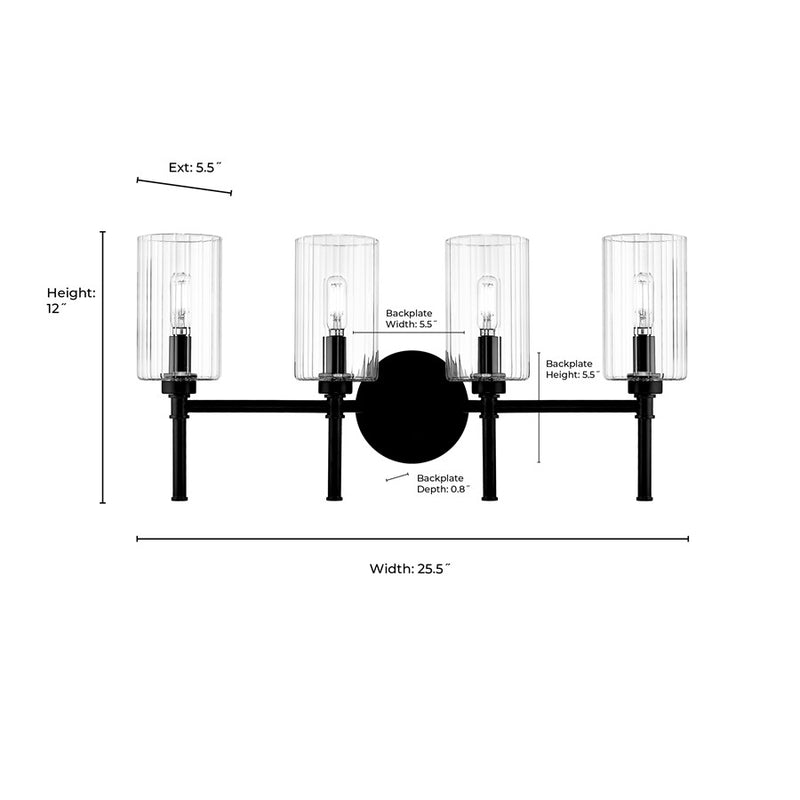 Millennium Lighting Chastine 4Lt Vanity, Polished Nickel