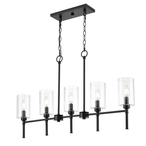 Millennium Lighting Chastine 5Lt 36" Island, Black/Clear Beveled - 9925-MB