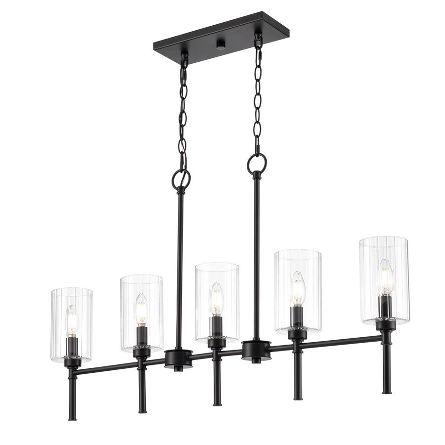 Millennium Lighting Chastine 5Lt 36" Island, Black/Clear Beveled - 9925-MB
