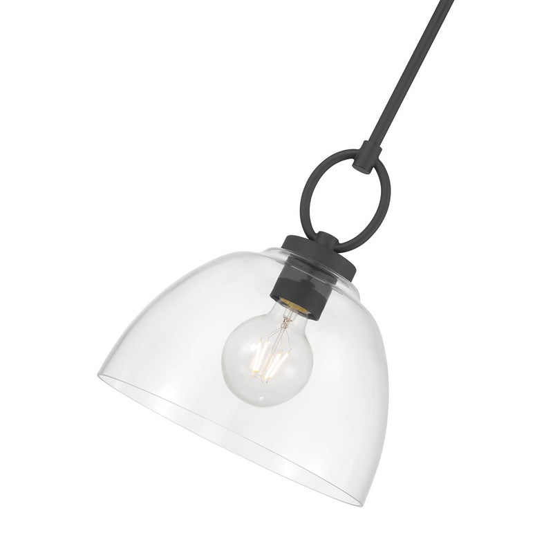 Millennium Lighting Velto 1 Light Pendant, Matte Black/Clear