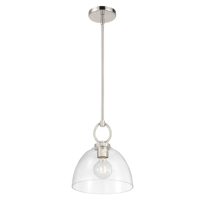 Millennium Lighting Velto 1Lt Pendant, Polished Nickel/Clear - 9951-PN