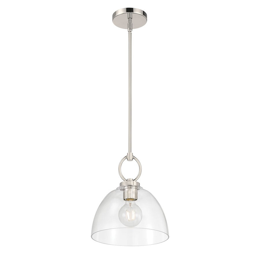 Millennium Lighting Velto 1Lt Pendant, Polished Nickel/Clear - 9951-PN