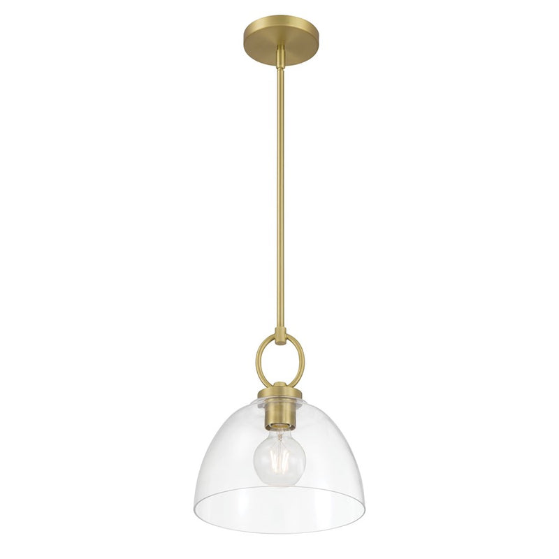 Millennium Lighting Velto 1 Light Pendant, Vintage Brass/Clear