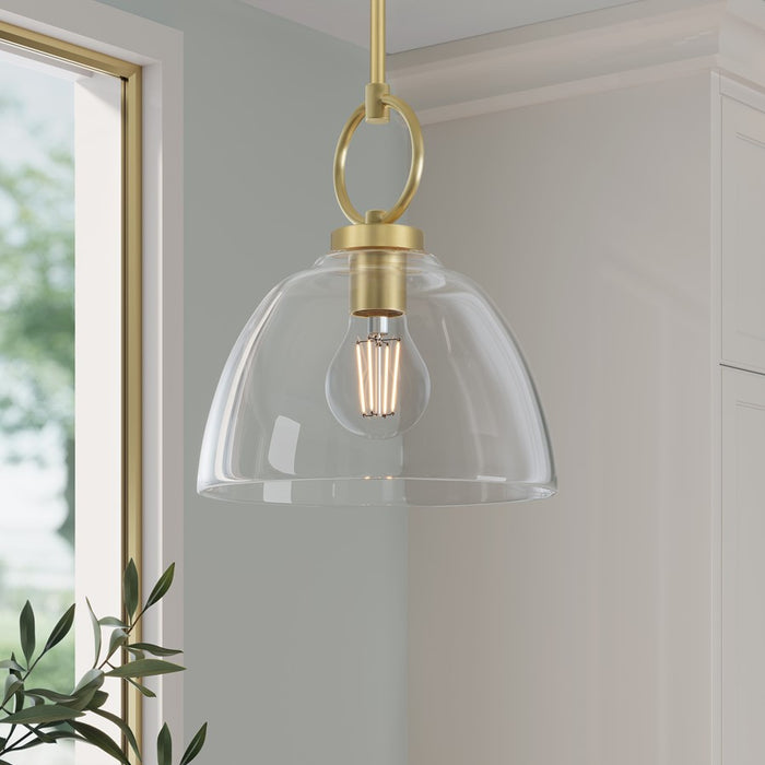 Millennium Lighting Velto 1 Light Pendant, Vintage Brass/Clear