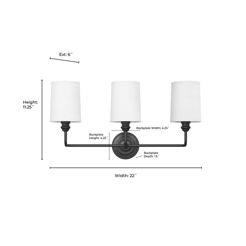 Millennium Lighting Leena 3Lt Vanity, Black