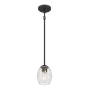 Millennium Lighting Miravelle 1Lt Pendant, Matte Black/Clear - 9981-MB