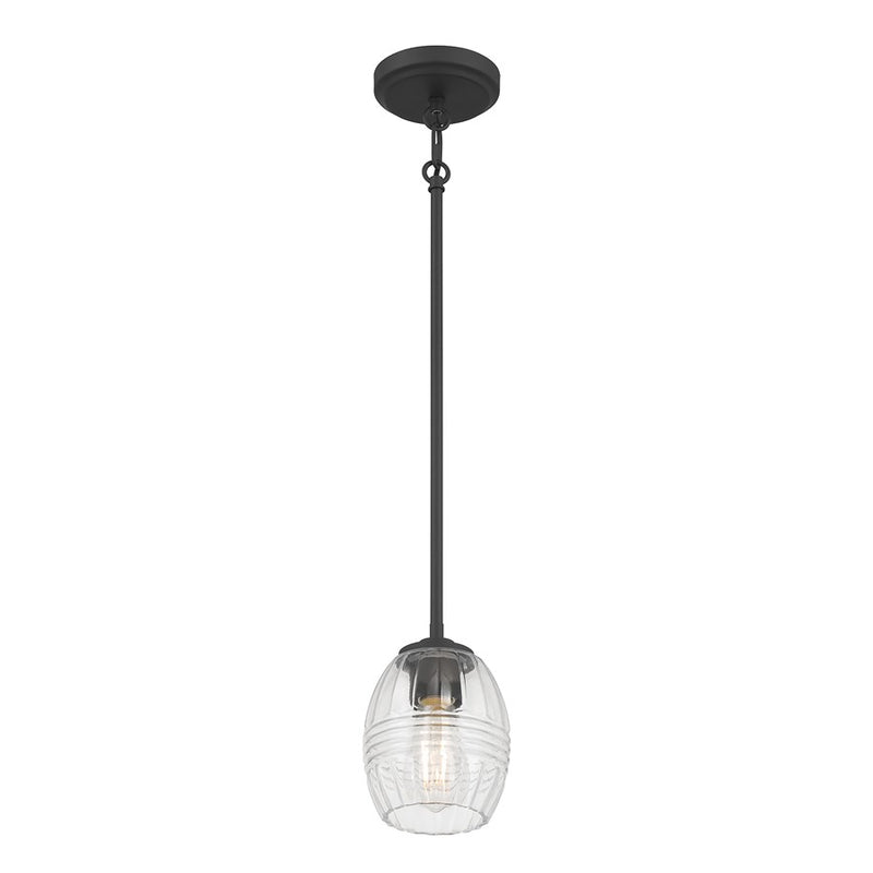 Millennium Lighting Miravelle 1Lt Pendant, Matte Black/Clear - 9981-MB