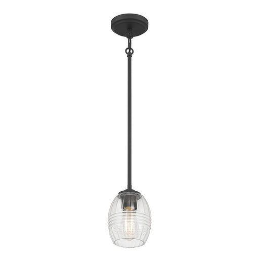 Millennium Lighting Miravelle 1Lt Pendant, Matte Black/Clear - 9981-MB