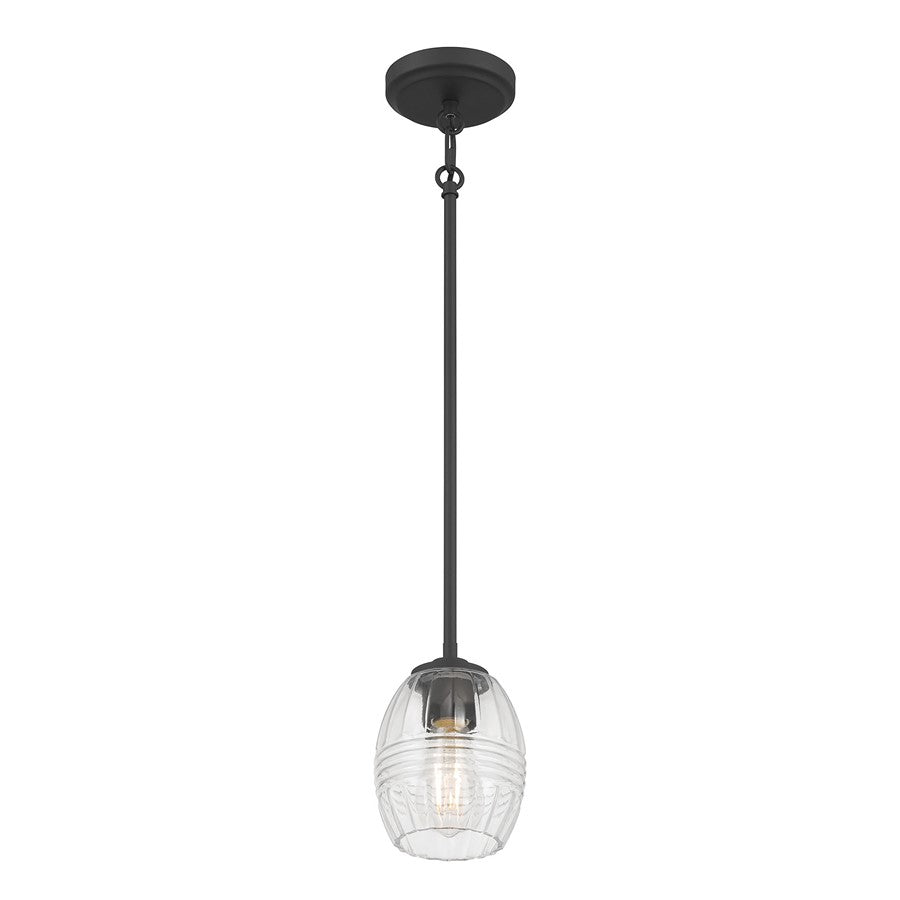 Millennium Lighting Miravelle 1Lt Pendant, Matte Black/Clear - 9981-MB