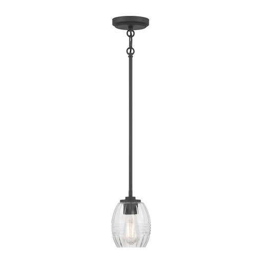 Millennium Lighting Miravelle 1Lt Pendant, Matte Black/Clear