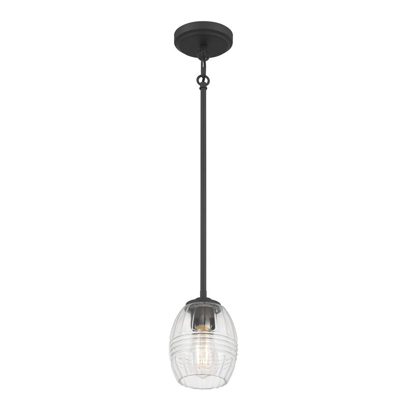 Millennium Lighting Miravelle 1Lt Pendant, Matte Black/Clear